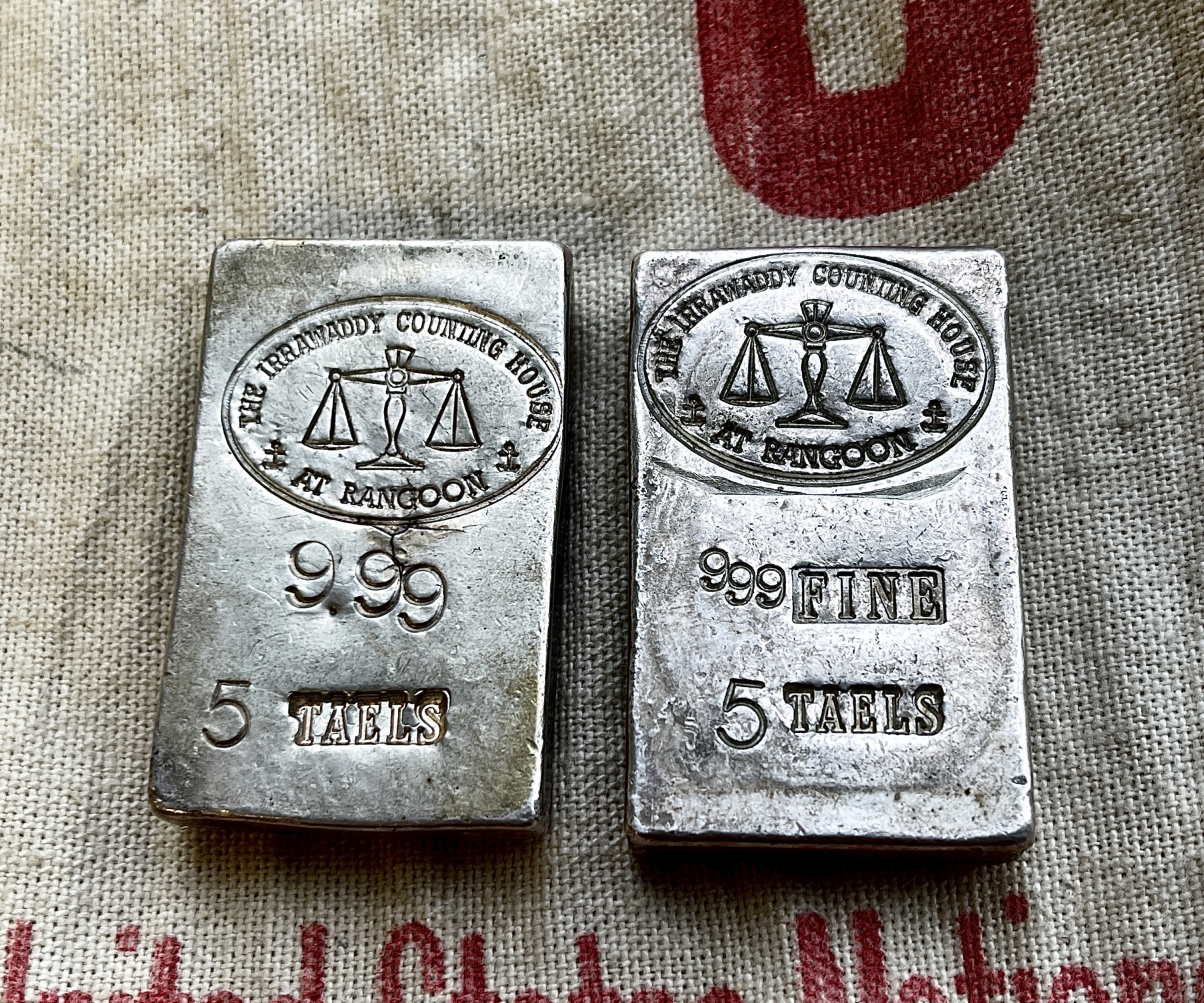 Irrawaddy Counting House Vintage Silver Bars